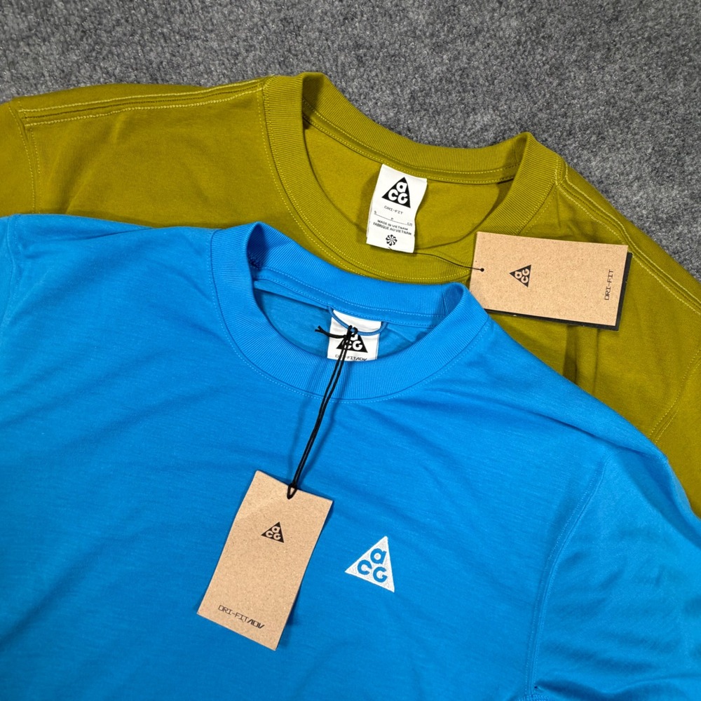 NEW Nike 2 pk. ACG Hike Nike Dri-FIT Graphic T-Shirt Mens Small Green/blue 0974
